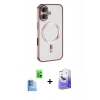 MARSİLYAN™- iPhone 16 Kılıf Nova Işık Özel Seri - Siyah Bilvis 5in1 5D Magic Hayalet Cam Ekran Koruyucu + Lacivert Raze Metal Kamera Lens