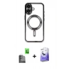 MARSİLYAN™- iPhone 16 Kılıf Nova Işık Özel Seri - Siyah Bilvis 5in1 5D Magic Hayalet Cam Ekran Koruyucu + Raze Metal Kamera Lens - SH