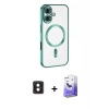 MARSİLYAN™- iPhone 16 Kılıf Nova Işık Özel Seri - Siyah Bilvis 5in1 5D Magic Hayalet Cam Ekran Koruyucu + PVD Metal Kamera Lens - PE
