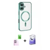 MARSİLYAN™- iPhone 16 Kılıf Nova Işık Özel Seri - Siyah Bilvis 5in1 5D Magic Hayalet Cam Ekran Koruyucu + Raze Metal Kamera Lens - PE
