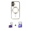 MARSİLYAN™- iPhone 16 Kılıf Nova Işık Özel Seri - Siyah Bilvis 5in1 5D Magic Hayalet Cam Ekran Koruyucu + Bilvis Titan Kamera Lens - SH