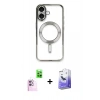 MARSİLYAN™- iPhone 16 Kılıf Nova Işık Özel Seri - Siyah Bilvis 5in1 5D Magic Hayalet Cam Ekran Koruyucu + Raze Metal Kamera Lens - PE