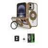 MARSİLYAN™- iPhone 16 Kılıf Nova Minimal Serisi - Şeffaf 360 Full Body Arka Koruyucu + PVD Metal Kamera Lens - PE
