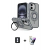 MARSİLYAN™- iPhone 16 Kılıf Nova Minimal Serisi - Şeffaf Pasifik Cam Ekran Koruyucu + PVD Metal Kamera Lens - MI