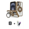 MARSİLYAN™- iPhone 16 Kılıf Nova Minimal Serisi - Şeffaf Pasifik Cam Ekran Koruyucu + PVD Metal Kamera Lens - MI