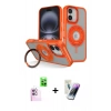 MARSİLYAN™- iPhone 16 Kılıf Nova Minimal Serisi - Şeffaf Pasifik Cam Ekran Koruyucu + Pembe Raze Metal Kamera Lens