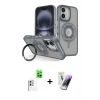 MARSİLYAN™- iPhone 16 Kılıf Nova Minimal Serisi - Şeffaf Pasifik Cam Ekran Koruyucu + Raze Metal Kamera Lens - BZ