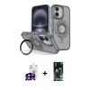 MARSİLYAN™- iPhone 16 Kılıf Nova Minimal Serisi - Siyah 360 Mat Full Body Arka Koruyucu + Bilvis Titan Kamera Lens - SH
