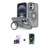 MARSİLYAN™- iPhone 16 Kılıf Nova Minimal Serisi - Siyah 360 Mat Full Body Arka Koruyucu + Bilvis Titan Kamera Lens - YL