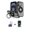 MARSİLYAN™- iPhone 16 Kılıf Nova Minimal Serisi - Siyah 360 Mat Full Body Arka Koruyucu + Bilvis Titan Kamera Lens - GS