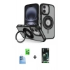 MARSİLYAN™- iPhone 16 Kılıf Nova Minimal Serisi - Siyah 360 Mat Full Body Arka Koruyucu + Raze Metal Kamera Lens - LT