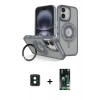 MARSİLYAN™- iPhone 16 Kılıf Nova Minimal Serisi - Siyah 360 Mat Full Body Arka Koruyucu + PVD Metal Kamera Lens - YL