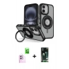 MARSİLYAN™- iPhone 16 Kılıf Nova Minimal Serisi - Siyah 360 Mat Full Body Arka Koruyucu + Raze Metal Kamera Lens - PE