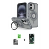 MARSİLYAN™- iPhone 16 Kılıf Nova Minimal Serisi - Siyah 360 Mat Full Body Arka Koruyucu + Raze Metal Kamera Lens - SH