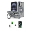 MARSİLYAN™- iPhone 16 Kılıf Nova Minimal Serisi - Siyah 360 Mat Full Body Arka Koruyucu + Raze Metal Kamera Lens - BZ