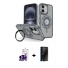 MARSİLYAN™- iPhone 16 Kılıf Nova Minimal Serisi - Siyah 3D Antistatik Hayalet Cam Ekran Koruyucu + Bilvis Titan Kamera Lens - SH