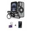 MARSİLYAN™- iPhone 16 Kılıf Nova Minimal Serisi - Siyah 3D Antistatik Hayalet Cam Ekran Koruyucu + Bilvis Titan Kamera Lens - YL