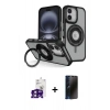 MARSİLYAN™- iPhone 16 Kılıf Nova Minimal Serisi - Siyah 3D Antistatik Hayalet Cam Ekran Koruyucu + Bilvis Titan Kamera Lens - PE
