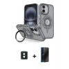 MARSİLYAN™- iPhone 16 Kılıf Nova Minimal Serisi - Siyah 3D Antistatik Hayalet Cam Ekran Koruyucu + PVD Metal Kamera Lens - YL
