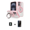 MARSİLYAN™- iPhone 16 Kılıf Nova Minimal Serisi - Siyah 3D Antistatik Hayalet Cam Ekran Koruyucu + PVD Metal Kamera Lens - YL
