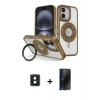 MARSİLYAN™- iPhone 16 Kılıf Nova Minimal Serisi - Siyah 3D Antistatik Hayalet Cam Ekran Koruyucu + PVD Metal Kamera Lens - YL