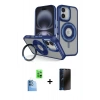 MARSİLYAN™- iPhone 16 Kılıf Nova Minimal Serisi - Siyah 3D Antistatik Hayalet Cam Ekran Koruyucu + Raze Metal Kamera Lens - LT