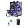 MARSİLYAN™- iPhone 16 Kılıf Nova Minimal Serisi - Siyah 3D Antistatik Hayalet Cam Ekran Koruyucu + Raze Metal Kamera Lens - LT