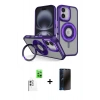 MARSİLYAN™- iPhone 16 Kılıf Nova Minimal Serisi - Siyah 3D Antistatik Hayalet Cam Ekran Koruyucu + Raze Metal Kamera Lens - BZ