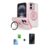 MARSİLYAN™- iPhone 16 Kılıf Nova Minimal Serisi - Siyah 3D Antistatik Hayalet Cam Ekran Koruyucu + Raze Metal Kamera Lens - LT