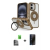 MARSİLYAN™- iPhone 16 Kılıf Nova Minimal Serisi - Siyah 3D Antistatik Hayalet Cam Ekran Koruyucu + Raze Metal Kamera Lens - SH