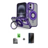 MARSİLYAN™- iPhone 16 Kılıf Nova Minimal Serisi - Siyah 3D Antistatik Hayalet Cam Ekran Koruyucu + Raze Metal Kamera Lens - SH