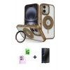 MARSİLYAN™- iPhone 16 Kılıf Nova Minimal Serisi - Siyah 3D Antistatik Hayalet Cam Ekran Koruyucu + Raze Metal Kamera Lens - PE