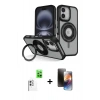 MARSİLYAN™- iPhone 16 Kılıf Nova Minimal Serisi - Siyah 3D Antistatik Mat Seramik Nano Ekran Koruyucu + Raze Metal Kamera Lens - BZ