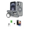 MARSİLYAN™- iPhone 16 Kılıf Nova Minimal Serisi - Siyah 3D Antistatik Mat Seramik Nano Ekran Koruyucu + Raze Metal Kamera Lens - BZ