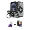 MARSİLYAN™- iPhone 16 Kılıf Nova Minimal Serisi - Siyah 3D Antistatik Mat Seramik Nano Ekran Koruyucu + Bilvis Titan Kamera Lens - GS