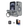 MARSİLYAN™- iPhone 16 Kılıf Nova Minimal Serisi - Siyah 3D Antistatik Mat Seramik Nano Ekran Koruyucu + PVD Metal Kamera Lens - PE