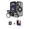 MARSİLYAN™- iPhone 16 Kılıf Nova Minimal Serisi - Siyah 3D Antistatik Mat Seramik Nano Ekran Koruyucu + PVD Metal Kamera Lens - MI