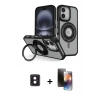 MARSİLYAN™- iPhone 16 Kılıf Nova Minimal Serisi - Siyah 3D Antistatik Mat Seramik Nano Ekran Koruyucu + PVD Metal Kamera Lens - PE