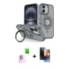 MARSİLYAN™- iPhone 16 Kılıf Nova Minimal Serisi - Siyah 3D Antistatik Mat Seramik Nano Ekran Koruyucu + Raze Metal Kamera Lens - PE