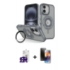 MARSİLYAN™- iPhone 16 Kılıf Nova Minimal Serisi - Siyah 3D Antistatik Mat Seramik Nano Ekran Koruyucu + Siyah Bilvis Titan Kamera Lens