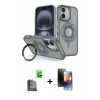 MARSİLYAN™- iPhone 16 Kılıf Nova Minimal Serisi - Siyah 3D Antistatik Mat Seramik Nano Ekran Koruyucu + Raze Metal Kamera Lens - SH