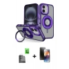 MARSİLYAN™- iPhone 16 Kılıf Nova Minimal Serisi - Siyah 3D Antistatik Mat Seramik Nano Ekran Koruyucu + Raze Metal Kamera Lens - SH