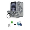 MARSİLYAN™- iPhone 16 Kılıf Nova Minimal Serisi - Siyah 3D Antistatik Seramik Nano Ekran Koruyucu + Raze Metal Kamera Lens - BZ