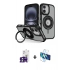 MARSİLYAN™- iPhone 16 Kılıf Nova Minimal Serisi - Siyah 3D Antistatik Seramik Nano Ekran Koruyucu + Bilvis Titan Kamera Lens - YL