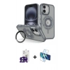 MARSİLYAN™- iPhone 16 Kılıf Nova Minimal Serisi - Siyah 3D Antistatik Seramik Nano Ekran Koruyucu + Bilvis Titan Kamera Lens - YL