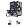 MARSİLYAN™- iPhone 16 Kılıf Nova Minimal Serisi - Siyah 3D Antistatik Seramik Nano Ekran Koruyucu + Bilvis Titan Kamera Lens - PE