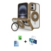 MARSİLYAN™- iPhone 16 Kılıf Nova Minimal Serisi - Siyah 3D Antistatik Seramik Nano Ekran Koruyucu + Lacivert Raze Metal Kamera Lens