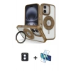 MARSİLYAN™- iPhone 16 Kılıf Nova Minimal Serisi - Siyah 3D Antistatik Seramik Nano Ekran Koruyucu + Mavi PVD Metal Kamera Lens
