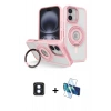 MARSİLYAN™- iPhone 16 Kılıf Nova Minimal Serisi - Siyah 3D Antistatik Seramik Nano Ekran Koruyucu + Mavi PVD Metal Kamera Lens