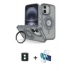 MARSİLYAN™- iPhone 16 Kılıf Nova Minimal Serisi - Siyah 3D Antistatik Seramik Nano Ekran Koruyucu + PVD Metal Kamera Lens - YL